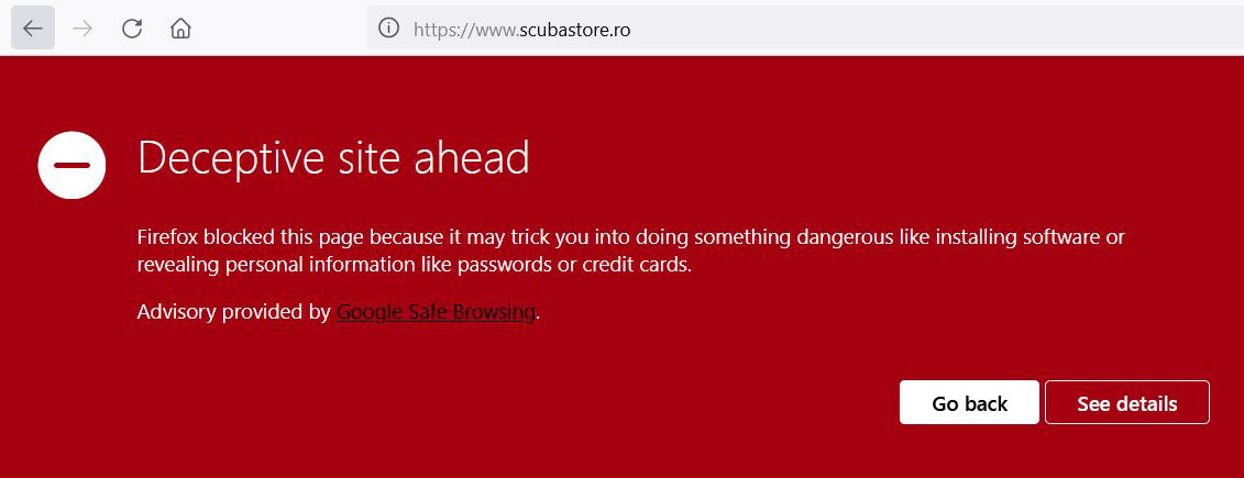 scubastore.ro phishing atcack february 2025