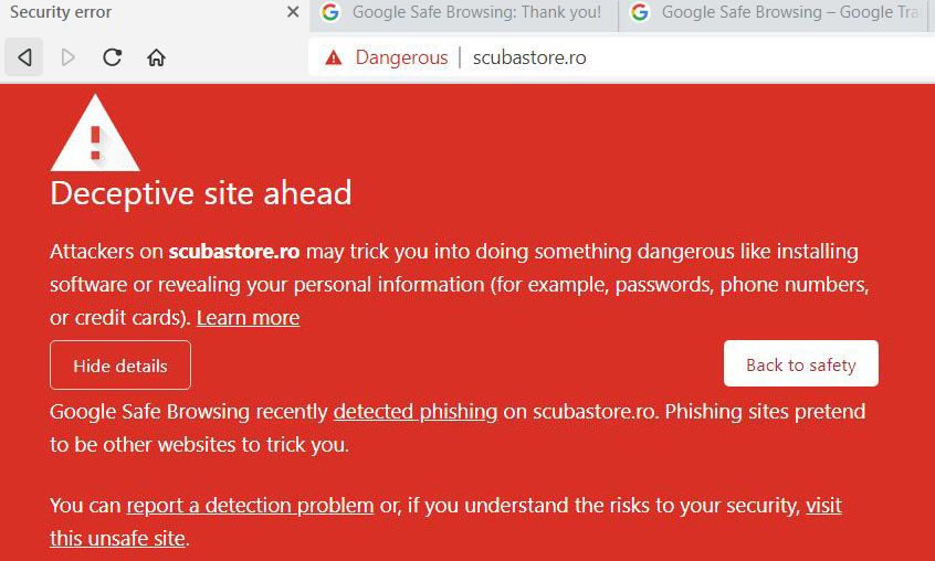 scubastore.ro phishing atcack february 2025