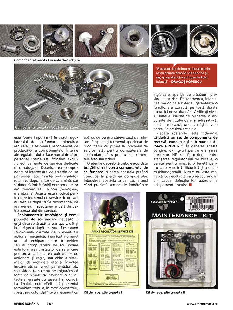 Echipament de scufundari - Diving Romania Magazine